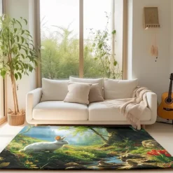 Forest Easter Bunny Area Rug Kitchen Mat Non-Slip Oil Proof Floor Mat Livingroom Rug Indoor Outdoor Mat Bedroom Decor Bathroom Mat Entrance Rug Door Mat
