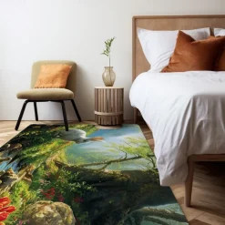 Forest Easter Bunny Area Rug Kitchen Mat Non-Slip Oil Proof Floor Mat Livingroom Rug Indoor Outdoor Mat Bedroom Decor Bathroom Mat Entrance Rug Door Mat