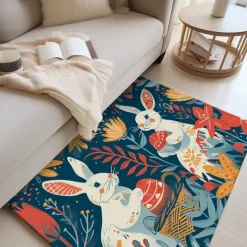 Forest Easter Bunny Area Rug Kitchen Mat Non-Slip Oil Proof Floor Mat Livingroom Rug Indoor Outdoor Mat Bedroom Decor Bathroom Mat Entrance Rug Door Mat