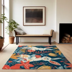 Forest Easter Bunny Area Rug Kitchen Mat Non-Slip Oil Proof Floor Mat Livingroom Rug Indoor Outdoor Mat Bedroom Decor Bathroom Mat Entrance Rug Door Mat