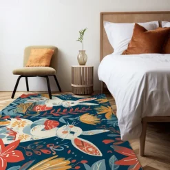 Forest Easter Bunny Area Rug Kitchen Mat Non-Slip Oil Proof Floor Mat Livingroom Rug Indoor Outdoor Mat Bedroom Decor Bathroom Mat Entrance Rug Door Mat