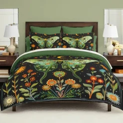 Forest Fairy Tales Duvet Cover Set Cotton Tropical Plants Pattern Set Soft 3-Piece Luxury Bedding Set Home Decor Gift Twin Full King Queen Size Duvet Cover
