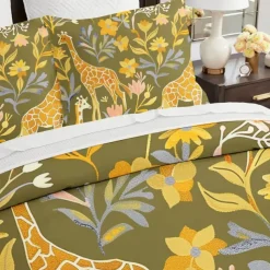 Forest Fairy Tales Duvet Cover Set Cotton Tropical Plants Pattern Set Soft 3-Piece Luxury Bedding Set Home Decor Gift Twin Full King Queen Size Duvet Cover