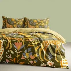 Forest Fairy Tales Duvet Cover Set Cotton Tropical Plants Pattern Set Soft 3-Piece Luxury Bedding Set Home Decor Gift Twin Full King Queen Size Duvet Cover