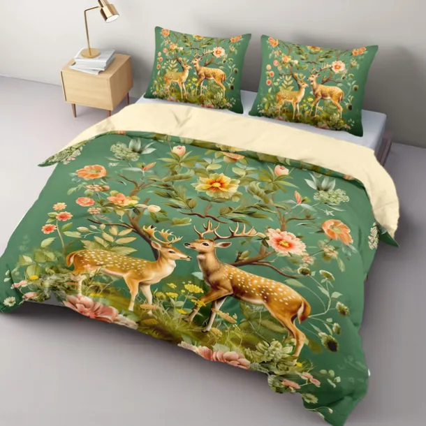 Forest Fawn Pattern Duvet Cover Set Set Soft 3-Piece Luxury Cotton Bedding Set Home Decor Gift King Queen Duvet Cover