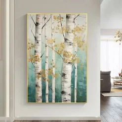 Forest Oil Painting On Canvas hand painted Abstract Green Landscape Painting for Living Room Wall Decor Birch Forest Painting Modern Wall Art painting landscape oil painting