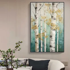 Forest Oil Painting On Canvas hand painted Abstract Green Landscape Painting for Living Room Wall Decor Birch Forest Painting Modern Wall Art painting landscape oil painting