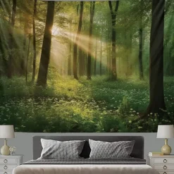Forest River Hanging Tapestry Wall Art Large Tapestry Mural Decor Photograph Backdrop Blanket Curtain Home Bedroom Living Room Decoration