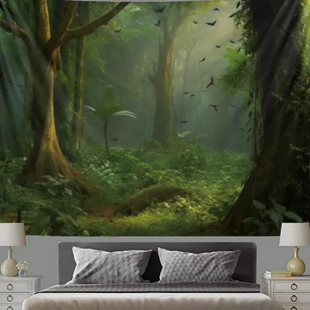Forest River Hanging Tapestry Wall Art Large Tapestry Mural Decor Photograph Backdrop Blanket Curtain Home Bedroom Living Room Decoration