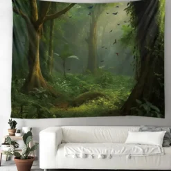 Forest River Hanging Tapestry Wall Art Large Tapestry Mural Decor Photograph Backdrop Blanket Curtain Home Bedroom Living Room Decoration