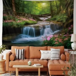 Forest River Hanging Tapestry Wall Art Large Tapestry Mural Decor Photograph Backdrop Blanket Curtain Home Bedroom Living Room Decoration