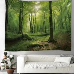 Forest River Hanging Tapestry Wall Art Large Tapestry Mural Decor Photograph Backdrop Blanket Curtain Home Bedroom Living Room Decoration