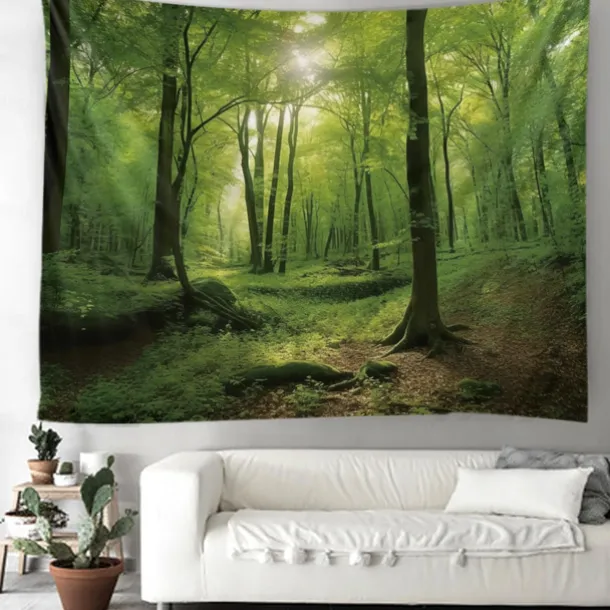 Forest River Hanging Tapestry Wall Art Large Tapestry Mural Decor Photograph Backdrop Blanket Curtain Home Bedroom Living Room Decoration