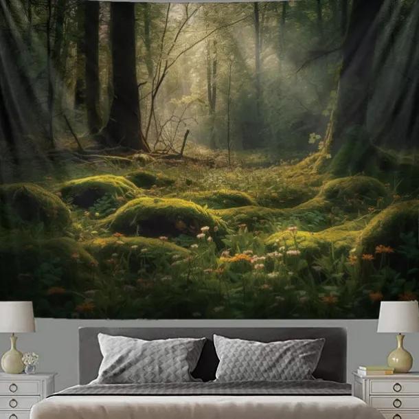 Forest River Hanging Tapestry Wall Art Large Tapestry Mural Decor Photograph Backdrop Blanket Curtain Home Bedroom Living Room Decoration