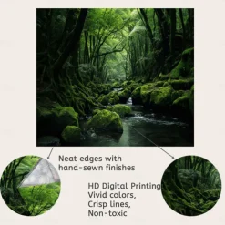 Forest River Hanging Tapestry Wall Art Large Tapestry Mural Decor Photograph Backdrop Blanket Curtain Home Bedroom Living Room Decoration