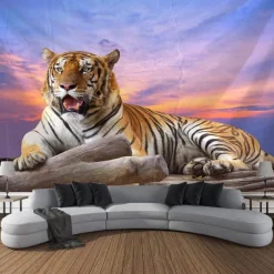 Forest Wildlife Tiger Hanging Tapestry Wall Art Large Tapestry Mural Decor Photograph Backdrop Blanket Curtain Home Bedroom Living Room Decoration