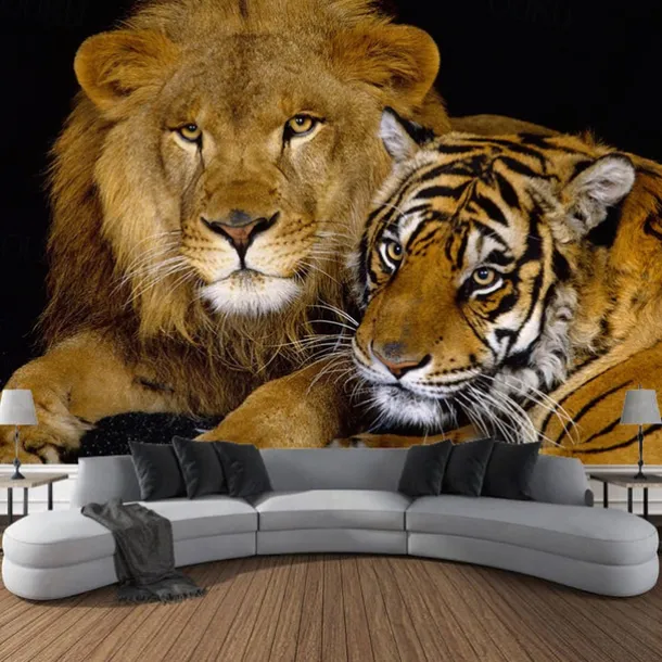 Forest Wildlife Tiger Hanging Tapestry Wall Art Large Tapestry Mural Decor Photograph Backdrop Blanket Curtain Home Bedroom Living Room Decoration