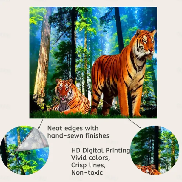 Forest Wildlife Tiger Hanging Tapestry Wall Art Large Tapestry Mural Decor Photograph Backdrop Blanket Curtain Home Bedroom Living Room Decoration