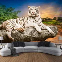 Forest Wildlife Tiger Hanging Tapestry Wall Art Large Tapestry Mural Decor Photograph Backdrop Blanket Curtain Home Bedroom Living Room Decoration