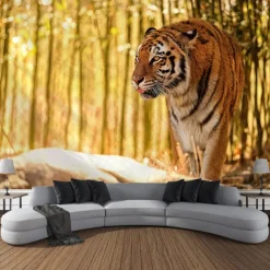 Forest Wildlife Tiger Hanging Tapestry Wall Art Large Tapestry Mural Decor Photograph Backdrop Blanket Curtain Home Bedroom Living Room Decoration