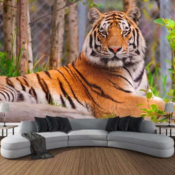 Forest Wildlife Tiger Hanging Tapestry Wall Art Large Tapestry Mural Decor Photograph Backdrop Blanket Curtain Home Bedroom Living Room Decoration