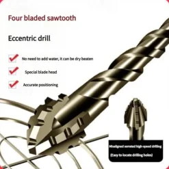 Four Blade Serrated Eccentric Drill,New Four-Flute Sawtooth Eccentric Drill Bit Set,Quickpierce High-Performance Titanium-Coated Drill and Tap Set for Concrete Metal Brick Wood