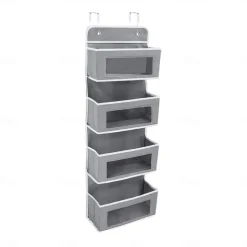 Four Grid Non-woven FabricPVC Wardrobe Hanging Storage Hanging Bag Door Storage Hanging Wall Mobile Phone Storage Bag Hanging Crib Underwear Hanging Storage Bag