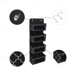Four Grid Non-woven FabricPVC Wardrobe Hanging Storage Hanging Bag Door Storage Hanging Wall Mobile Phone Storage Bag Hanging Crib Underwear Hanging Storage Bag