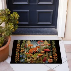 Fox Mushroom Doormat Floor Mats Washable Rugs Kitchen Mat Quilting Art Non-Slip Oil Proof Rug Indoor Outdoor Mat Bedroom Decor Bathroom Mat Entrance Rug