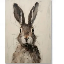 Framed Art Canvas Print Poster Rabbit Animals Illustrations Canvas Wall Art Artwork Wall Painting for Bathroom Bedroom Office Living Room Wall Decor Easter Home Decoration