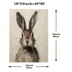 Framed Art Canvas Print Poster Rabbit Animals Illustrations Canvas Wall Art Artwork Wall Painting for Bathroom Bedroom Office Living Room Wall Decor Easter Home Decoration