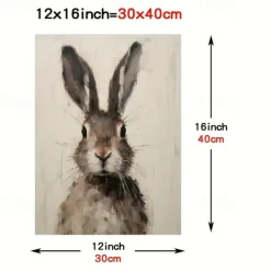 Framed Art Canvas Print Poster Rabbit Animals Illustrations Canvas Wall Art Artwork Wall Painting for Bathroom Bedroom Office Living Room Wall Decor Easter Home Decoration