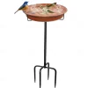 Freestanding Birdbaths Bowl Outdoor, Free Standing Garden Bird Bath Bird Feeder Bowl with Metal Stake, Detachable Decoration Spa Birdfeeder for Garden Patio Yard Lawn
