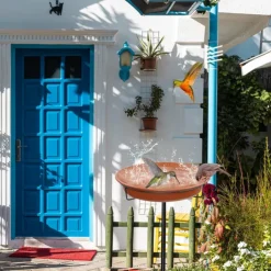 Freestanding Birdbaths Bowl Outdoor, Free Standing Garden Bird Bath Bird Feeder Bowl with Metal Stake, Detachable Decoration Spa Birdfeeder for Garden Patio Yard Lawn