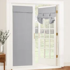 French Door Curtain No Punch Tape Top Blackout Door Curtain Pencil Pleat Light Filtering Functional Curtains for Office and Home 26X68inch(66X173CM)