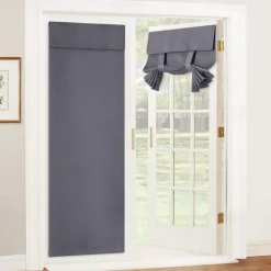 French Door Curtain No Punch Tape Top Blackout Door Curtain Pencil Pleat Light Filtering Functional Curtains for Office and Home 26X68inch(66X173CM)