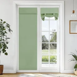 French Door Curtain No Punch Tape Top Blackout Door Curtain Pencil Pleat Light Filtering Functional Curtains for Office and Home 26X68inch(66X173CM)