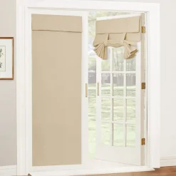 French Door Curtain No Punch Tape Top Blackout Door Curtain Pencil Pleat Light Filtering Functional Curtains for Office and Home 26X68inch(66X173CM)