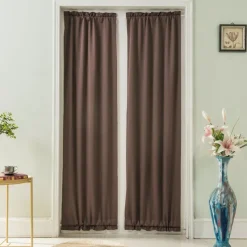 French Door Curtains Rod Pocket Thermal Blackout Curtain for Doors with Glass Window, Kitchen and Patio Doors Privacy, Different Sizes, 1 Curtain Panel with Tieback,Pure White Black Beige Sage Green