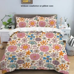 Fresh Floral Print 3-piece Set of Down Duvet Covers for Hotel Bedrooms Guest Rooms Comfortable Bedding Set 1 Down Duvet Cover 2 Pillowcases