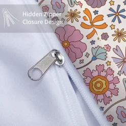 Fresh Floral Print 3-piece Set of Down Duvet Covers for Hotel Bedrooms Guest Rooms Comfortable Bedding Set 1 Down Duvet Cover 2 Pillowcases