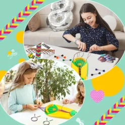 Friendship Bracelet Making Kit Toys, Girls Gifts Ideas, Birthday Present For Teen Girl, Arts And Crafts String Maker Tool, Bracelet DIY, Kids Travel Activity Set Halloween and Christmas Gift