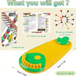 Friendship Bracelet Making Kit Toys, Girls Gifts Ideas, Birthday Present For Teen Girl, Arts And Crafts String Maker Tool, Bracelet DIY, Kids Travel Activity Set Halloween and Christmas Gift