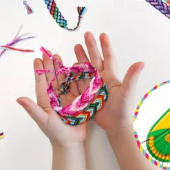 Friendship Bracelet Making Kit Toys, Girls Gifts Ideas, Birthday Present For Teen Girl, Arts And Crafts String Maker Tool, Bracelet DIY, Kids Travel Activity Set Halloween and Christmas Gift