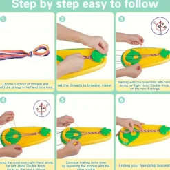 Friendship Bracelet Making Kit Toys, Girls Gifts Ideas, Birthday Present For Teen Girl, Arts And Crafts String Maker Tool, Bracelet DIY, Kids Travel Activity Set Halloween and Christmas Gift