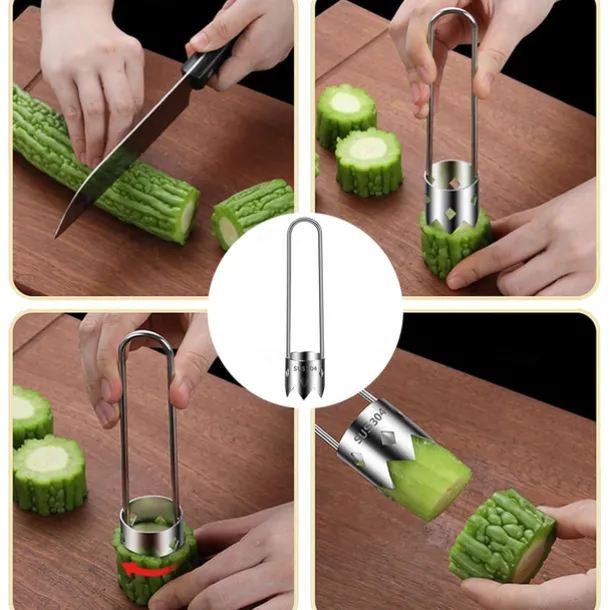 Fruit and Vegetable Corer Tool, Stainless Steel Fruite, Apple Core Remover with Ergonomic Handle, Red Bell Pepper Corer Tool for Vegetables Fruit Kitchen Gadget