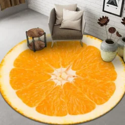 Fruit Rug Floor Mat Non-Slip Round Area Rugs Kitchen Floor Mat Soft Carpet for Bedroom Livingroom Bedside
