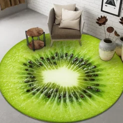 Fruit Rug Floor Mat Non-Slip Round Area Rugs Kitchen Floor Mat Soft Carpet for Bedroom Livingroom Bedside