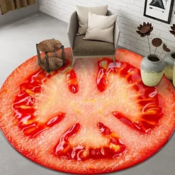 Fruit Rug Floor Mat Non-Slip Round Area Rugs Kitchen Floor Mat Soft Carpet for Bedroom Livingroom Bedside