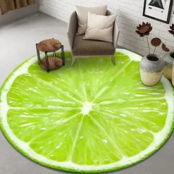 Fruit Rug Floor Mat Non-Slip Round Area Rugs Kitchen Floor Mat Soft Carpet for Bedroom Livingroom Bedside